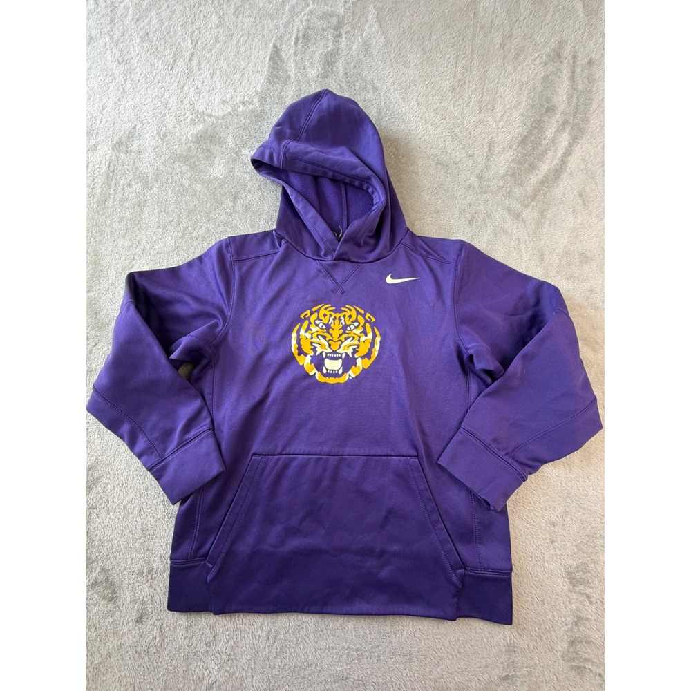 Nike Hoodie Boys L Purple LSU Tigers Therma Fit Pullover B41552